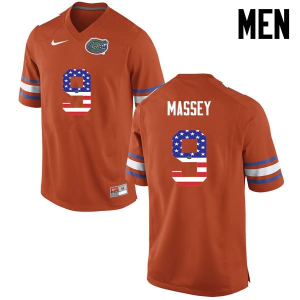 NCAA Florida Gators Dre Massey Men's #9 USA Flag Fashion Nike Orange Stitched Authentic College Football Jersey YQB6264JE